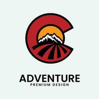 adventure line art design logo illustration icon vector