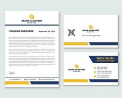 Modern Corporate Stationary Design with Business Card And Letterhead Template. vector