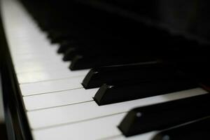 Piano keyboard background with selective focus. photo