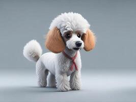 Cute Poodle In White Background. AI Generated Image. photo