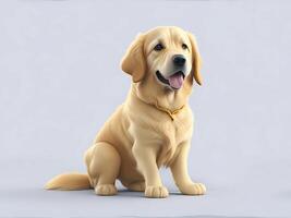 Cute Golden Retriever In White Background. AI Generated Image. photo