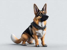 Cute German Shepherd In White Background. AI Generated Image. photo