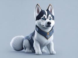 Cute Siberian Husky In White Background. Image. photo