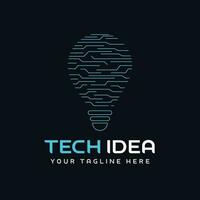 Tech Idea logo design. Smart bulb tech logo design. vector