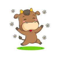 Cute Ox cartoon character. Adorable animal concept design. Isolated white background. Vector illustration