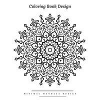 Minimal mandala coloring page with nature-inspired elements vector