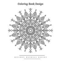 Minimal mandala coloring page with nature-inspired elements vector