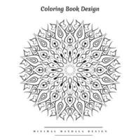 Minimal mandala coloring page with nature-inspired elements vector
