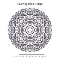 Minimal mandala coloring page with nature-inspired elements vector