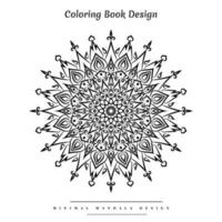 Minimal mandala coloring page with nature-inspired elements vector