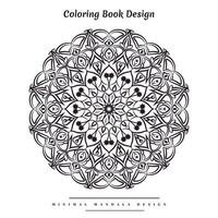 Minimal mandala coloring page with nature-inspired elements vector
