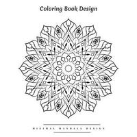 Minimal mandala coloring page with nature-inspired elements vector