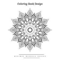 Minimal mandala coloring page with nature-inspired elements vector