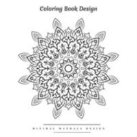 Minimal mandala coloring page with nature-inspired elements vector