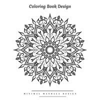 Minimal mandala coloring page with nature-inspired elements vector