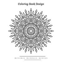 Minimal mandala coloring page with nature-inspired elements vector