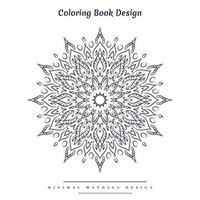 Minimal mandala coloring page with nature-inspired elements vector