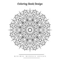 Minimal mandala coloring page with nature-inspired elements vector