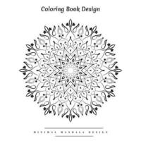 Minimal mandala coloring page with nature-inspired elements vector