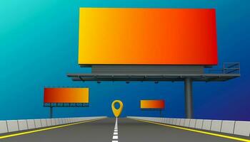 Blank billboard for outdoor advertising on colorful background. 3d rendering photo