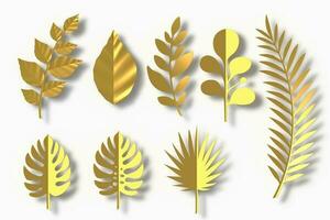 Gold leaves paper style, 3d rendering photo