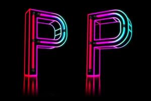 Glowing Colorful Neon Alphabet. 3d rendering illustration photo