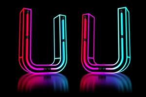 Glowing Colorful Neon Alphabet. 3d rendering illustration photo