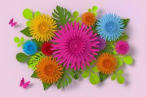 Flower paper style background, rendering photo