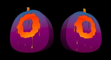 Halloween Pumpkins carved Alphabet glowing inside with clipping paths. photo