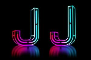 Glowing Colorful Neon Alphabet. 3d rendering illustration photo