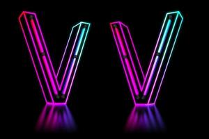 Glowing Colorful Neon Alphabet. 3d rendering illustration photo