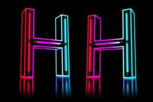 Glowing Colorful Neon Alphabet. 3d rendering illustration photo