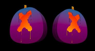 Halloween Pumpkins carved Alphabet glowing inside with clipping paths. photo