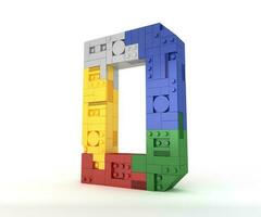 Alphabet Colorful block brick type Perspective font 3d Rendering on white background photo