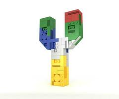 Alphabet Colorful block brick type Perspective font 3d Rendering on white background photo