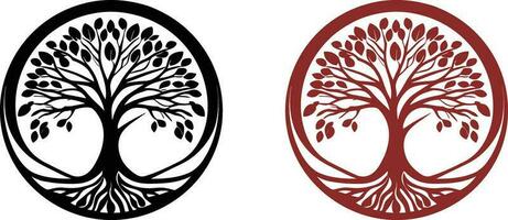 Tree logo, hand-drawn illustration of a tree, Vector