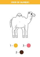 Color cartoon camel by numbers. Worksheet for kids. vector