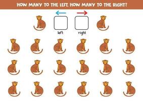 Left or right with cute cartoon monkeys. Logical worksheet for preschoolers. vector