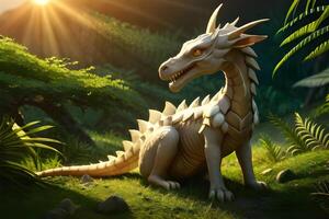 A dragon jungle with golden sunset time. . photo