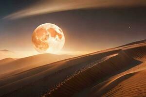 Luna suelo con puesta de sol desierto. generativo ai. foto
