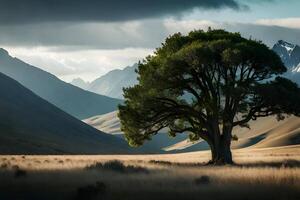 The stunning landscape of the ancient trees. Generative ai. photo