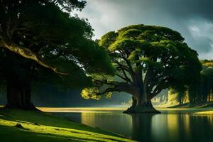 el maravilloso paisaje de el antiguo arboles generativo ai. foto