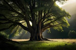 el maravilloso paisaje de el antiguo arboles generativo ai. foto