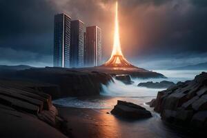 A fire atmospheric hyper realistic world. . photo