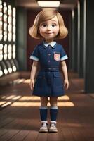 3d pixar style little girl octane render. . photo