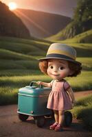 3d pixar style little girl octane render. . photo