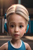 3d pixar estilo pequeño niña octano prestar. generativo ai. foto