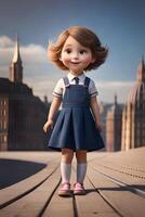 3d pixar style little girl octane render. . photo