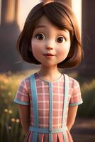 3d pixar style little girl octane render. . photo