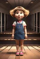 3d pixar style little girl octane render. . photo